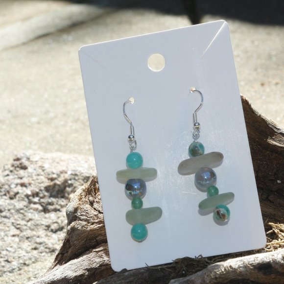 Ocean Tumbled Sea Glass Earrings - Picture 2 of 4